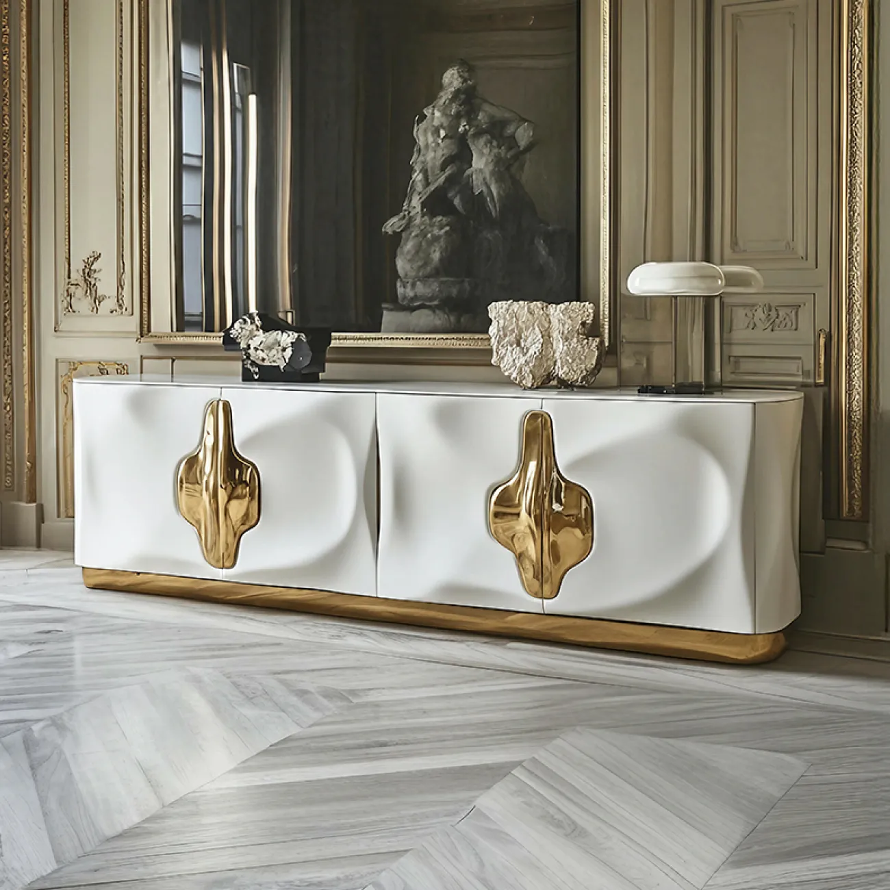 Элегантный комод MIVICA из дерева и сплава ASA KD38941-32