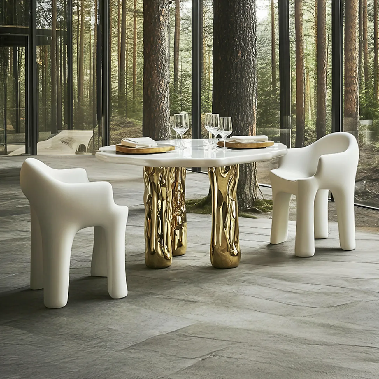 Роскошный обеденный стол MIVICA со столешницей из мрамора OS38945-32