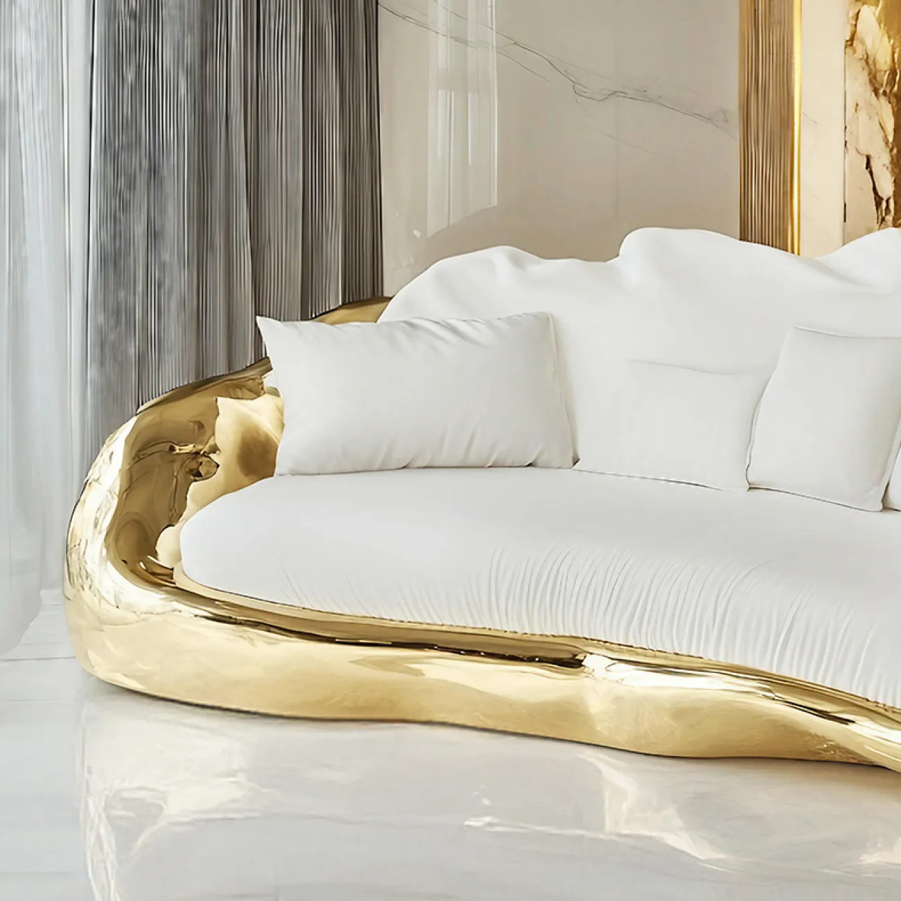 Дизайнерский диван MIVICA из дерева и фланели DV38948-32