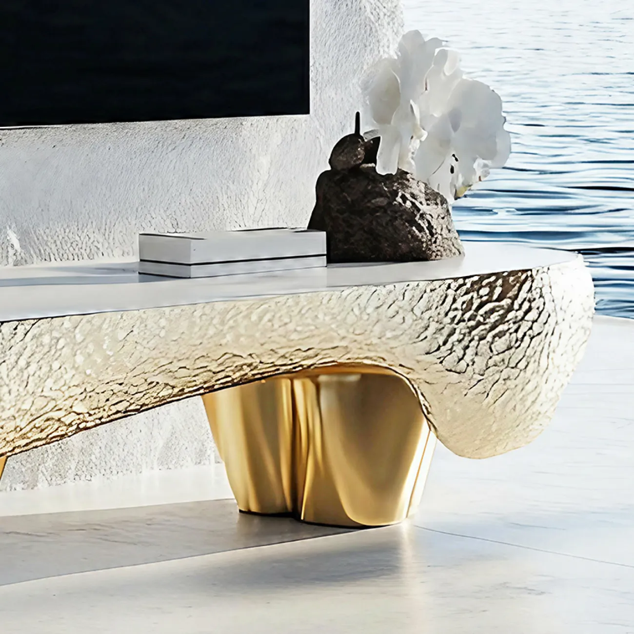 Элегантная тумба под телевизор MIVICA из дерева и сплава ASA TB38949-32