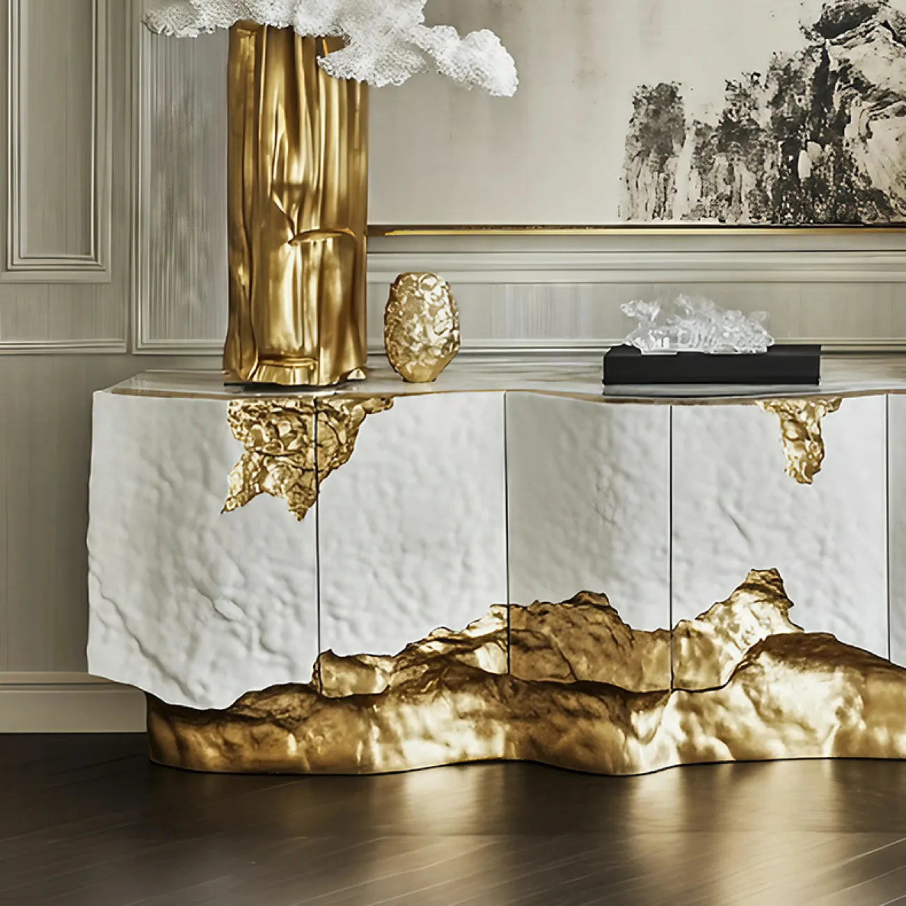 Элегантная тумба под телевизор MIVICA из дерева и сплава ASA TB38952-32 Элегантная тумба под телевизор MIVICA из дерева и сплава ASA TB38952-32