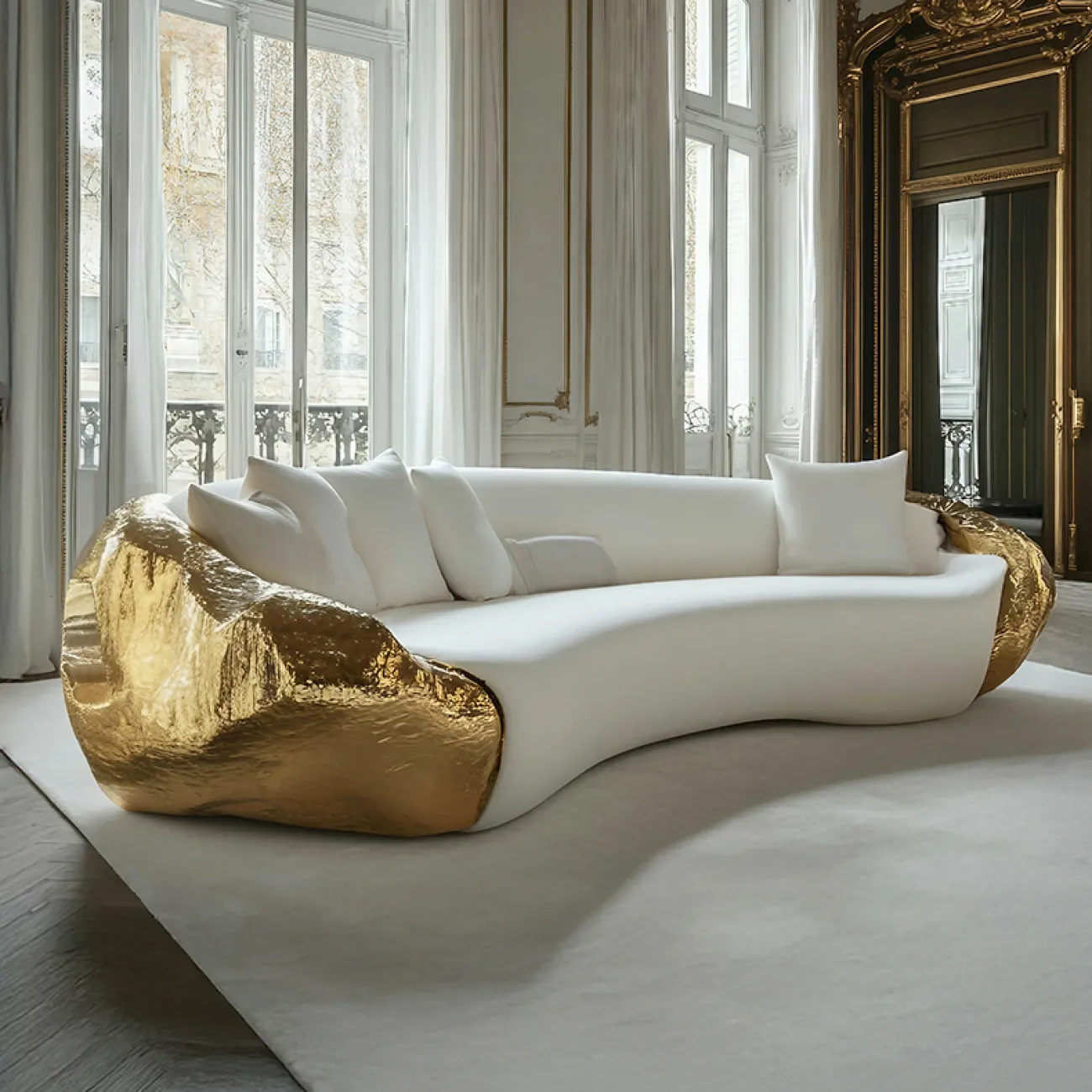 Дизайнерский диван MIVICA из дерева и фланели DV38955-32