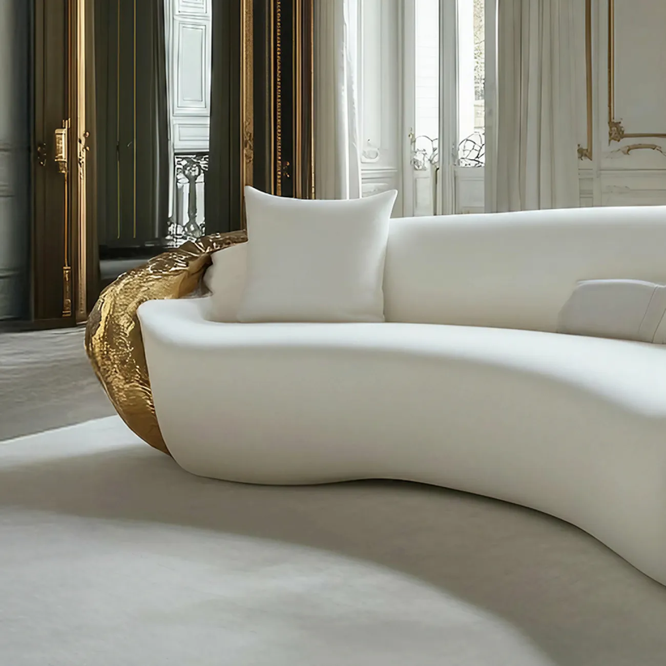 Дизайнерский диван MIVICA из дерева и фланели DV38955-32