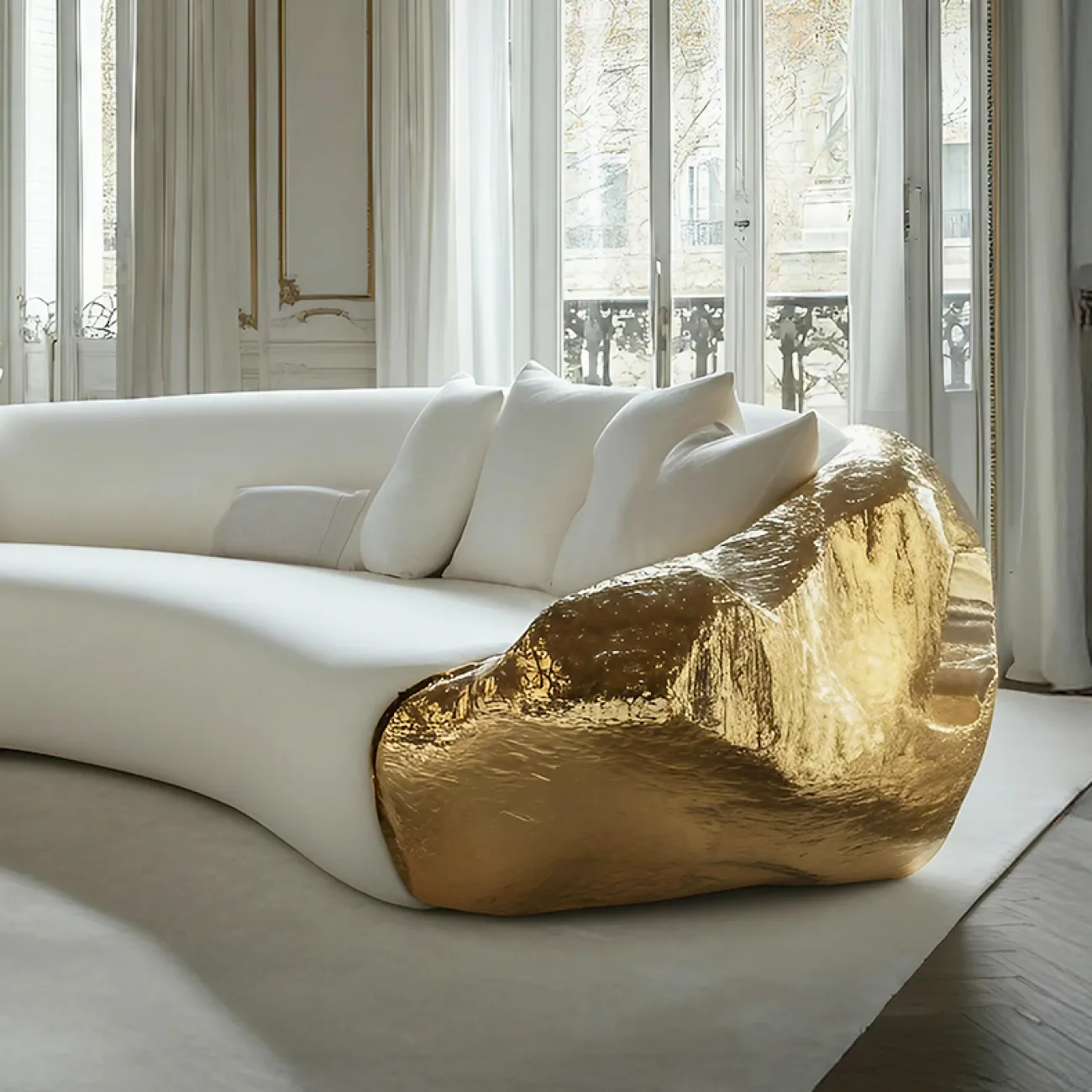 Дизайнерский диван MIVICA из дерева и фланели DV38955-32