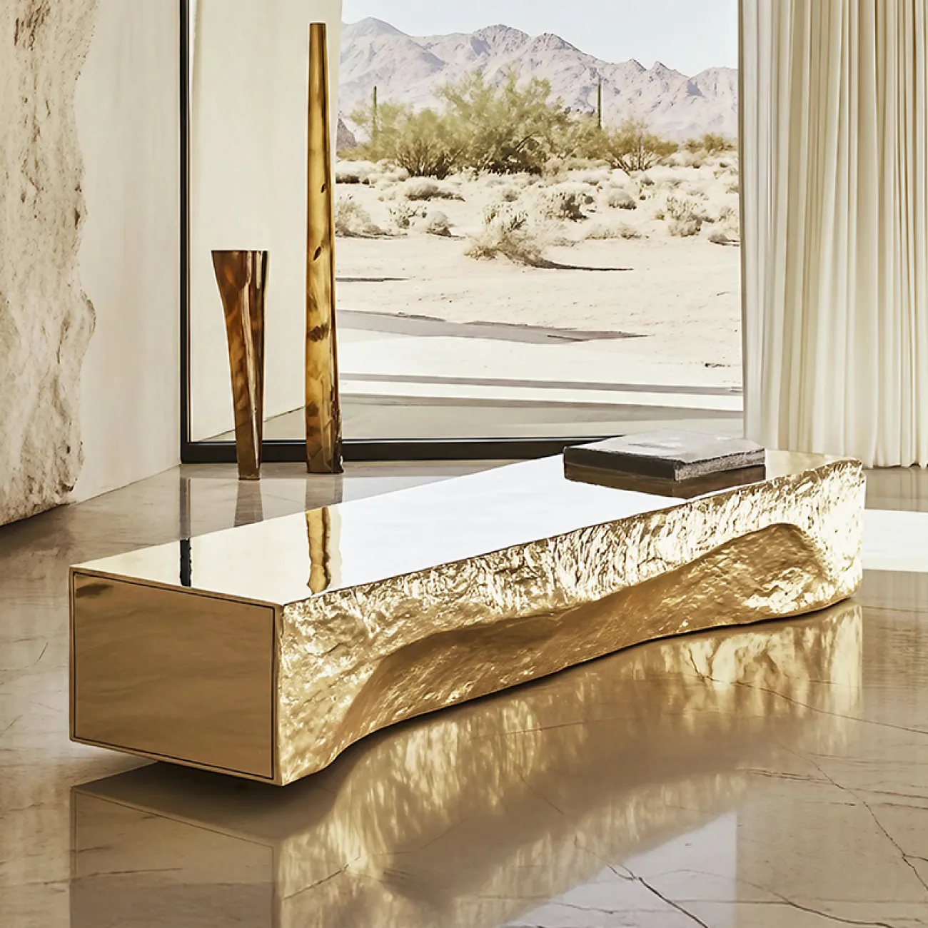 Элегантная тумба под телевизор MIVICA из дерева и сплава ASA TB38956-32