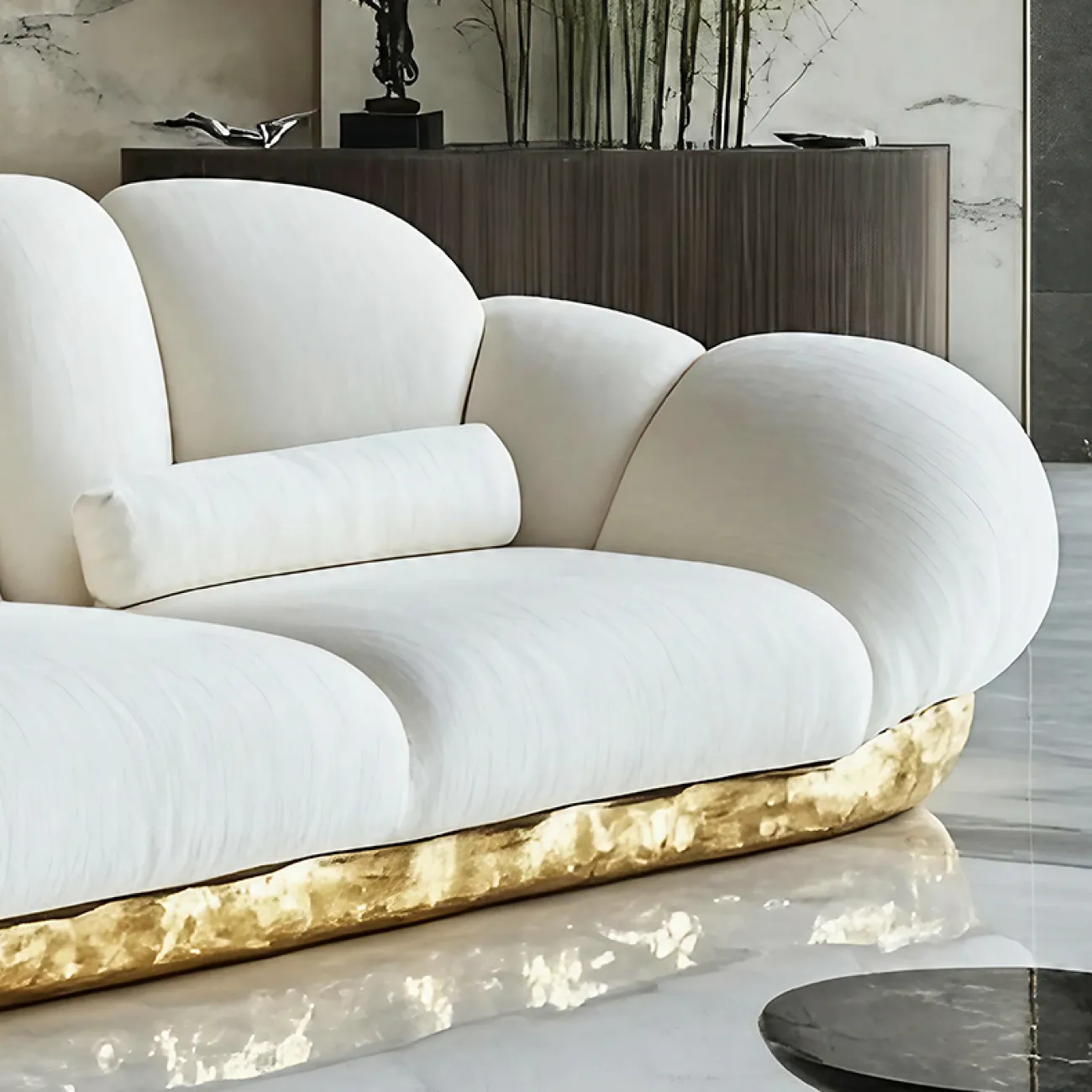 Дизайнерский диван MIVICA из дерева и фланели DV38960-32