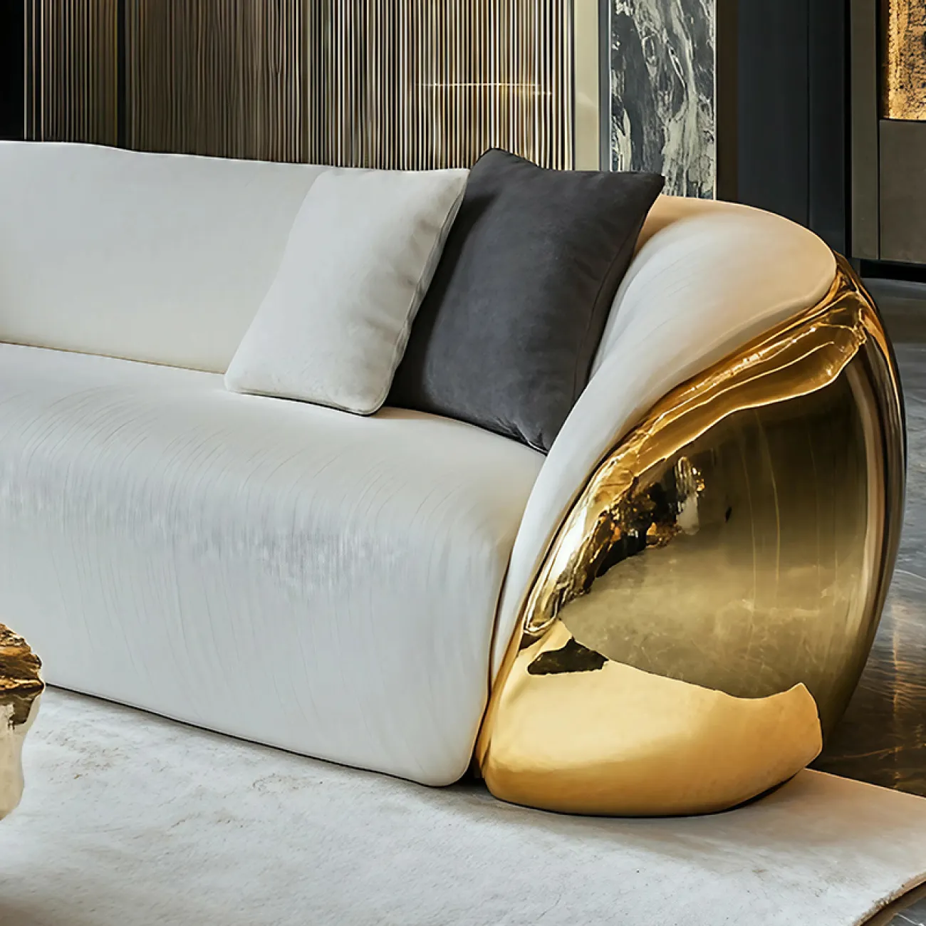 Дизайнерский диван MIVICA из дерева и фланели DV38961-32 Дизайнерский диван MIVICA из дерева и фланели DV38961-32