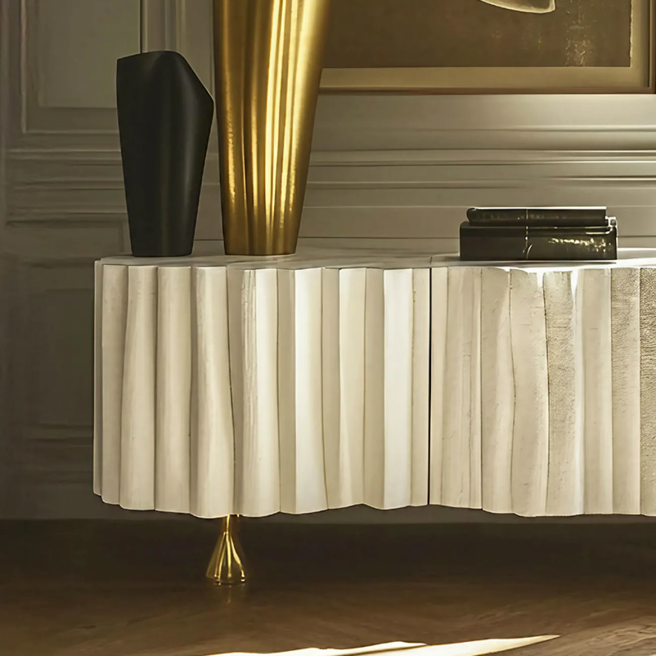 Элегантная тумба под телевизор MIVICA из дерева и сплава ASA TB38963-32