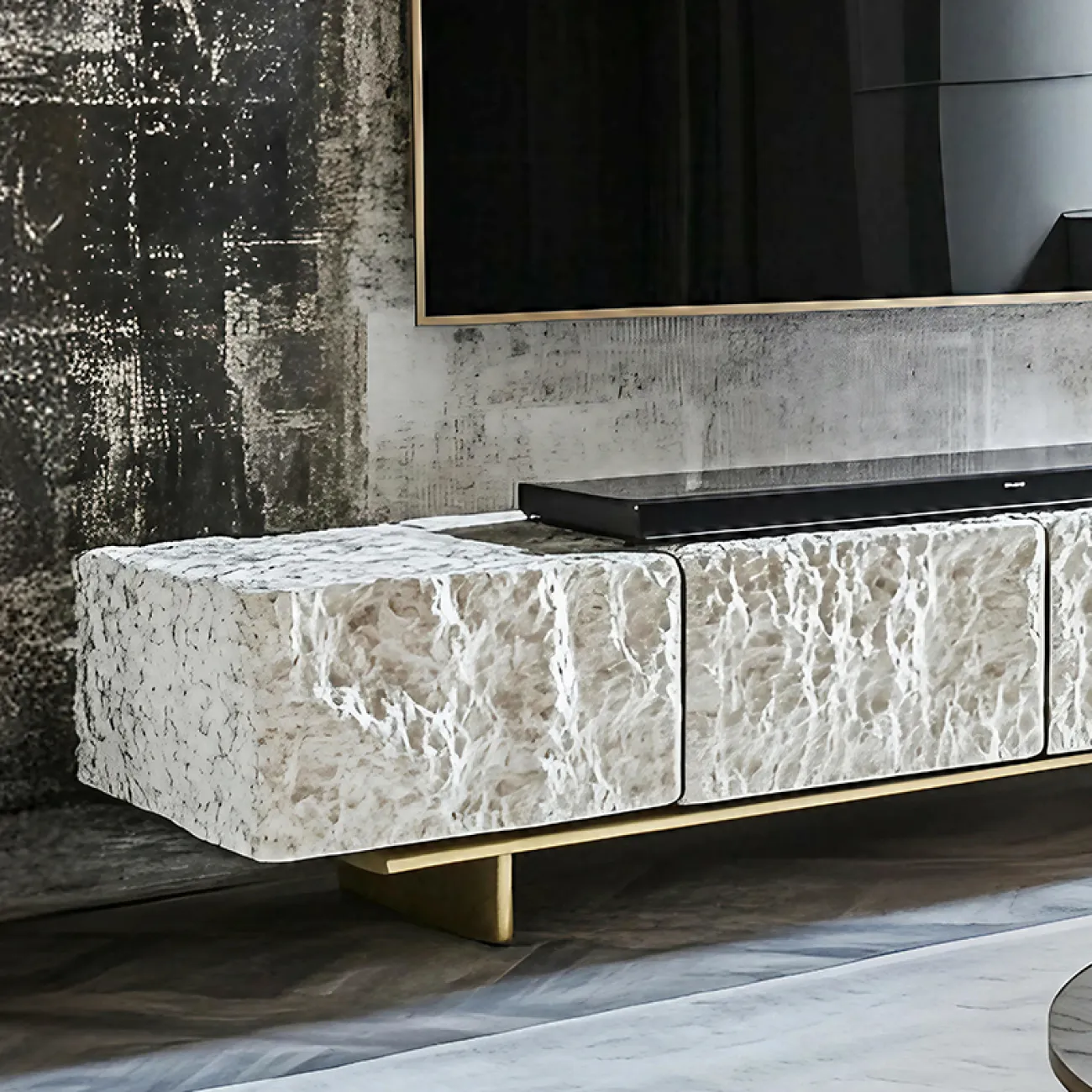 Элегантная тумба под телевизор MIVICA из дерева и сплава ASA TB38964-32