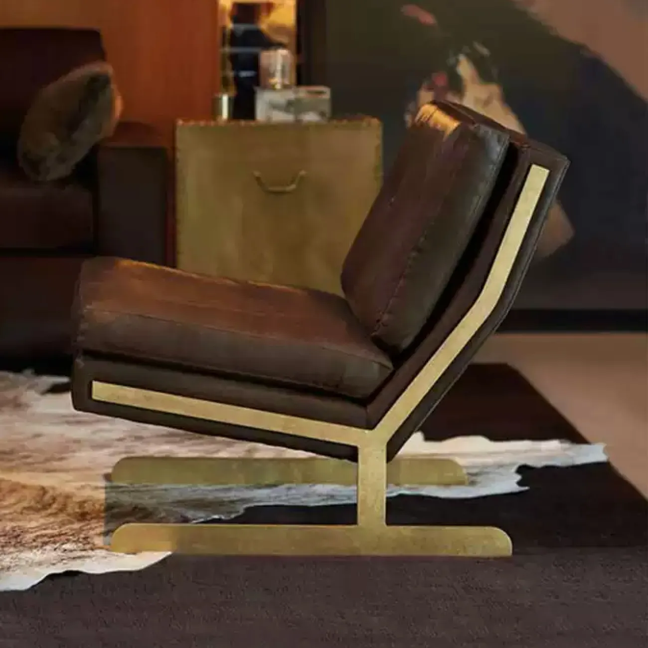 Стильное кресло Yanshe от LaLume из стали, экокожи и фланели KR38971-32 Стильное кресло Yanshe от LaLume из стали, экокожи и фланели KR38971-32