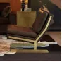 Стильное кресло Yanshe от LaLume из стали, экокожи и фланели KR38971-32