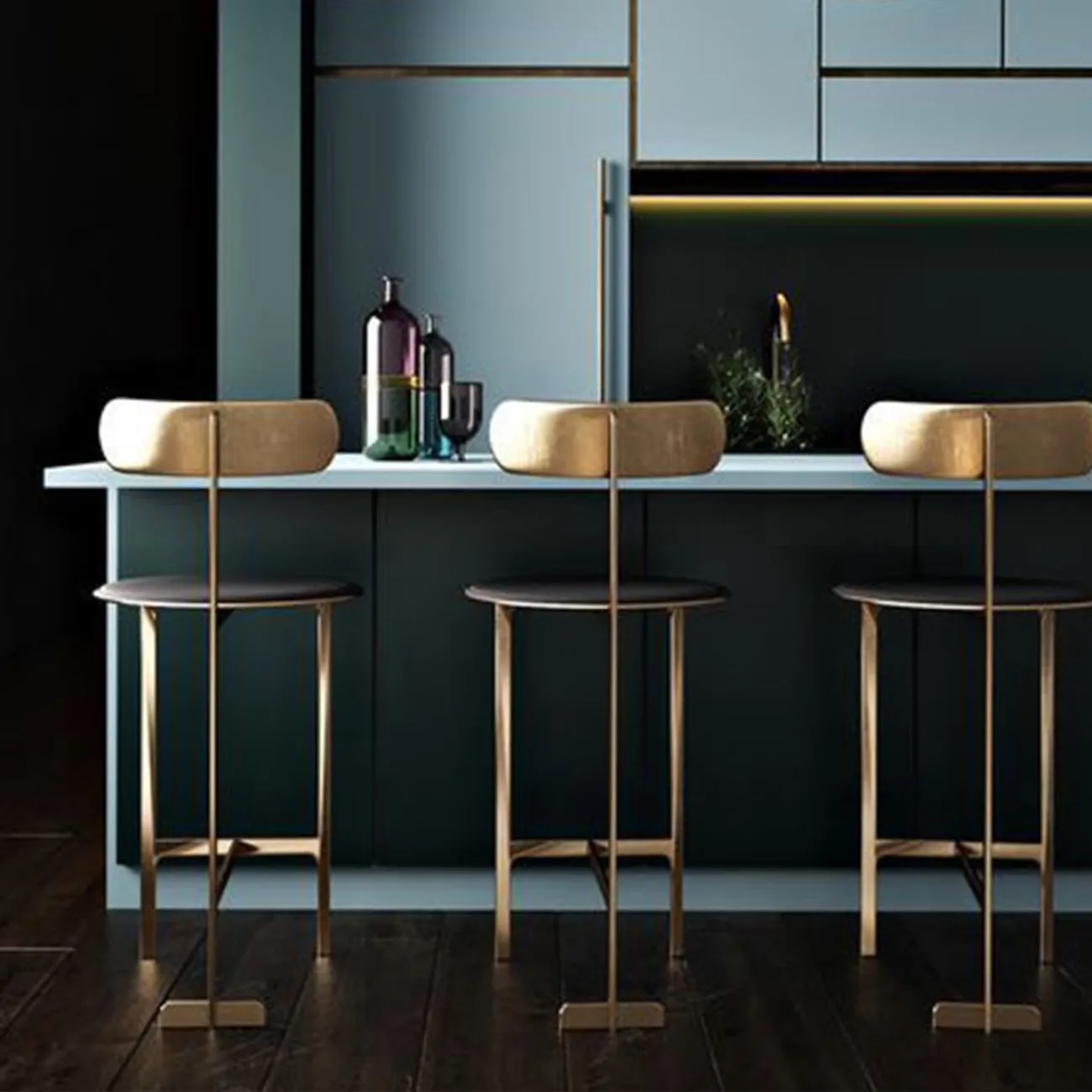 Стильный барный стул Yanshe от LaLume из стали и экокожи BS38973-32