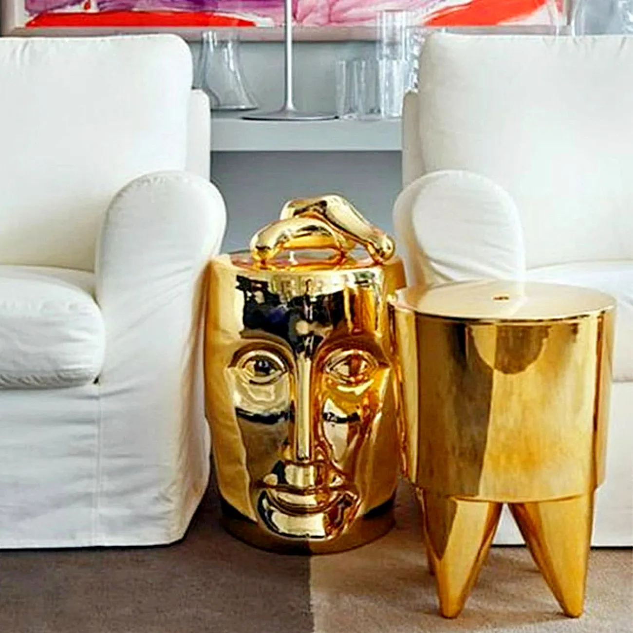 Оригинальный табурет "Голова монаха" от Yanshe из керамики с гальваническим покрытием TB38976-32