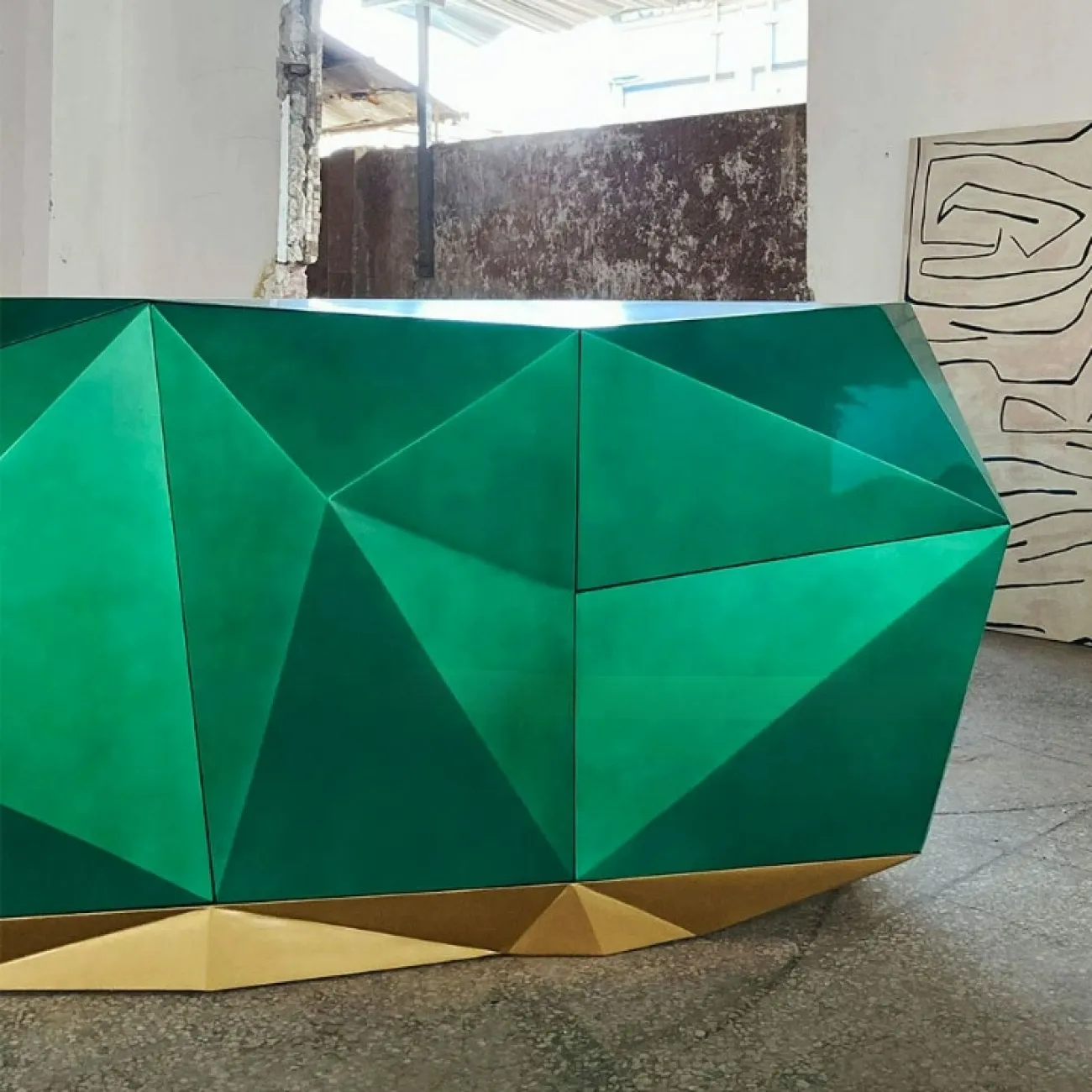 Дизайнерский комод "Геометрия" Yanshe из ясеня KD38999-32 Дизайнерский комод "Геометрия" Yanshe из ясеня KD38999-32