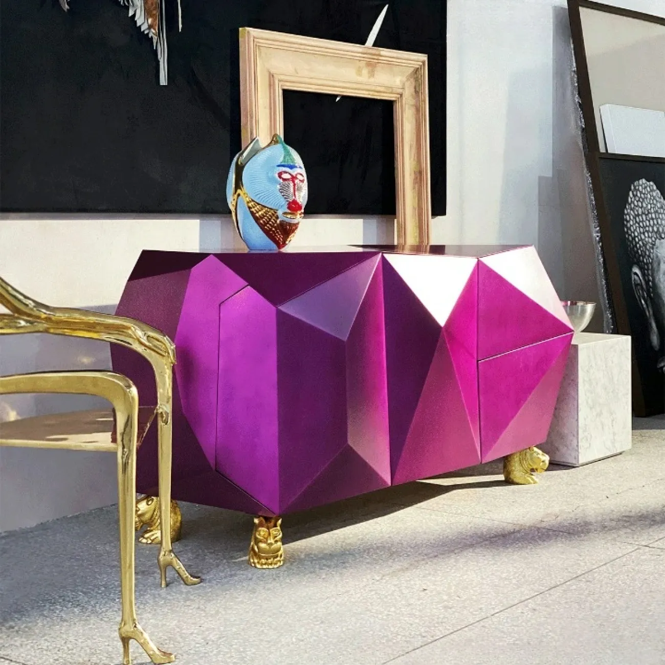 Дизайнерский комод "Геометрия" Yanshe из ясеня KD38999-32