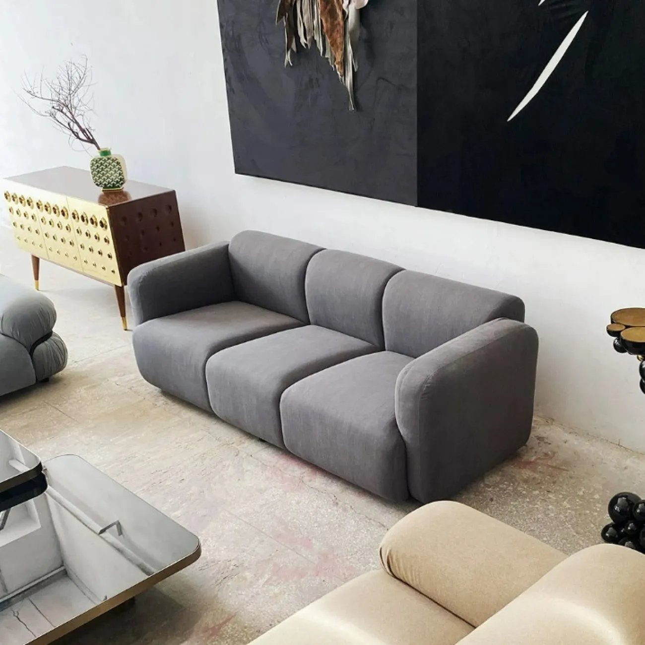 Стильный диван Yanshe от LaLume из дерева DV39002-32