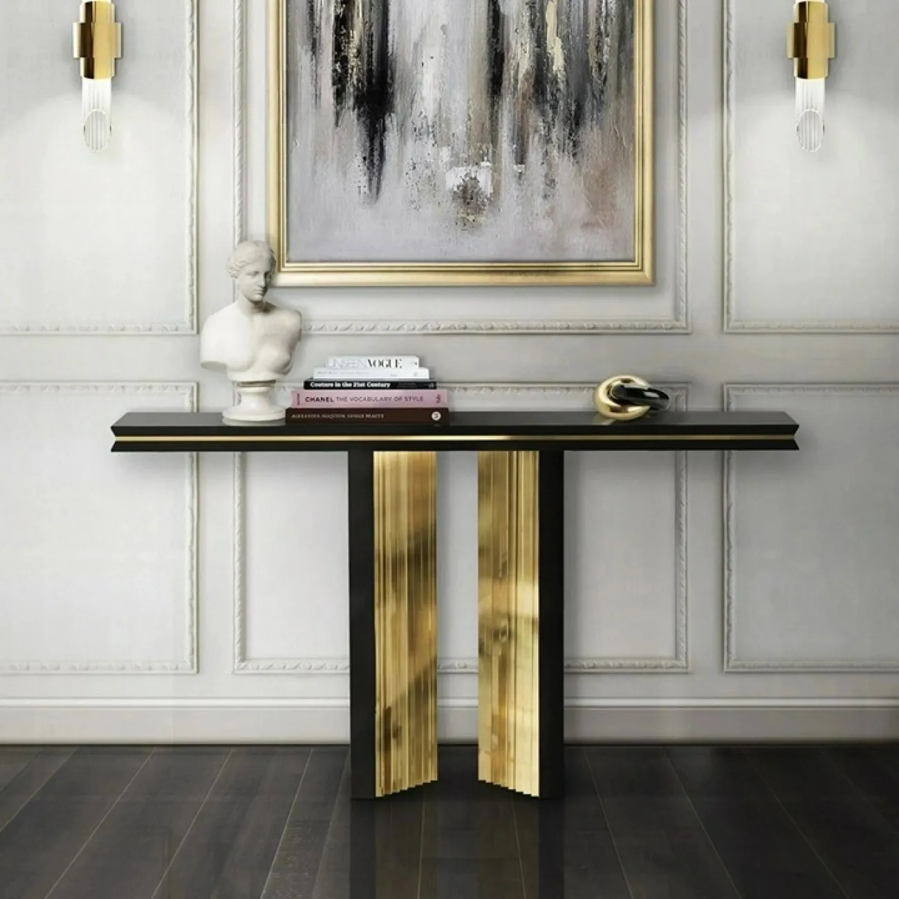 Роскошный пристенный столик от Yanshe со столешницей из мрамора PS39006-32