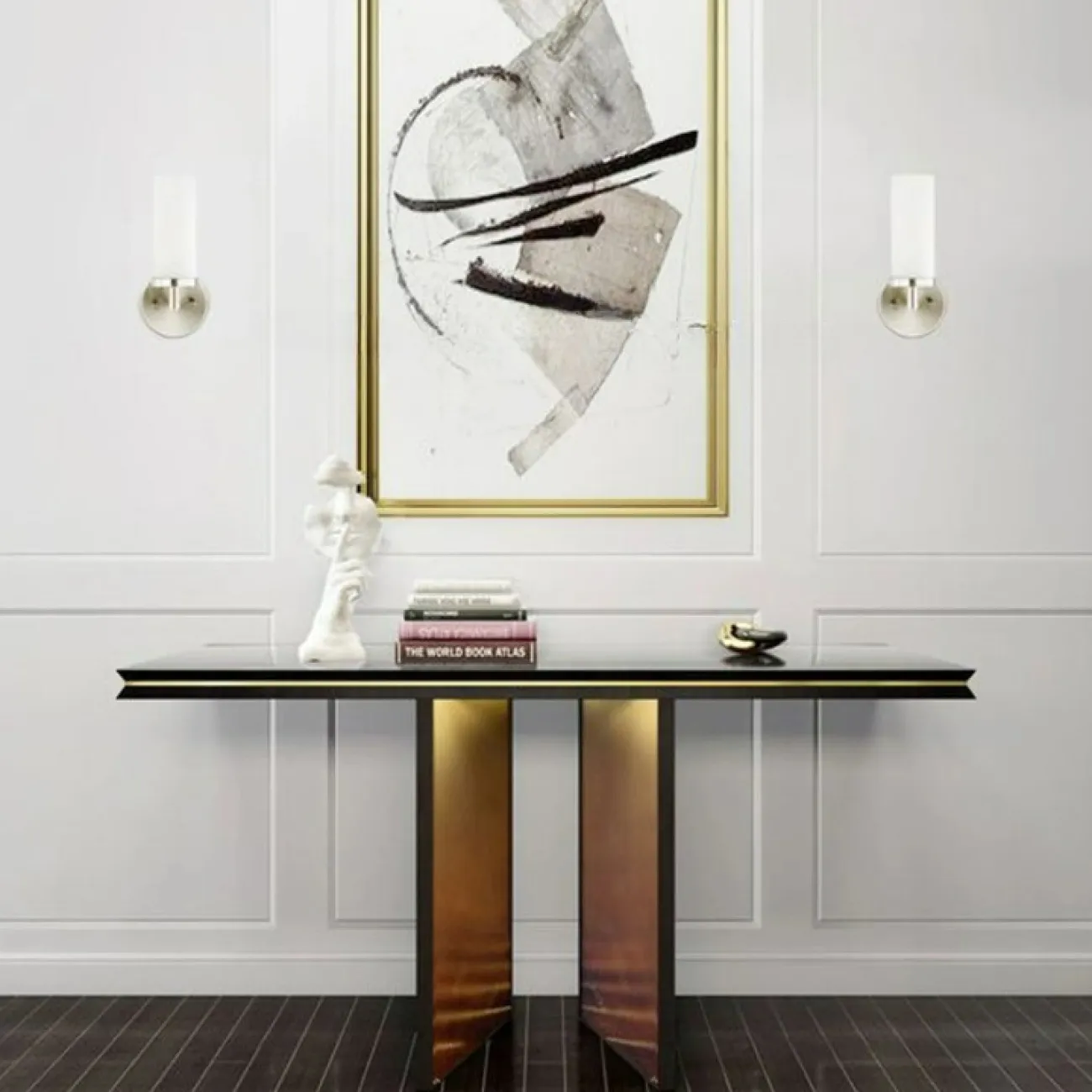 Роскошный пристенный столик от Yanshe со столешницей из мрамора PS39006-32