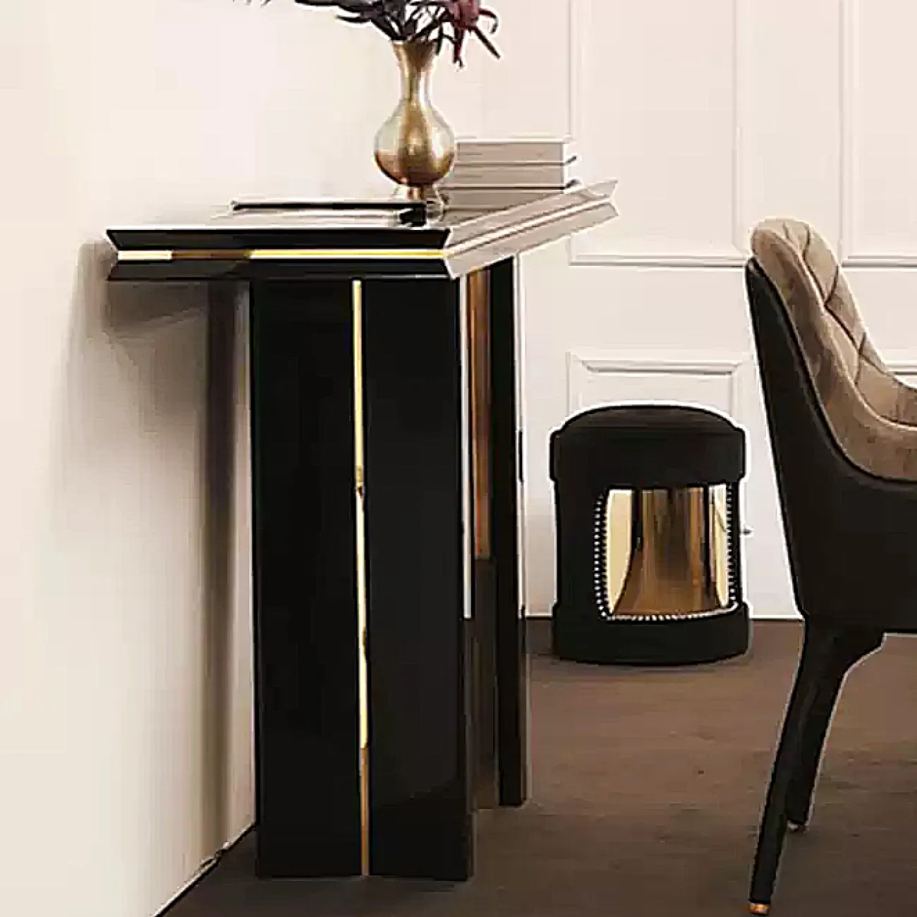 Роскошный пристенный столик от Yanshe со столешницей из мрамора PS39006-32