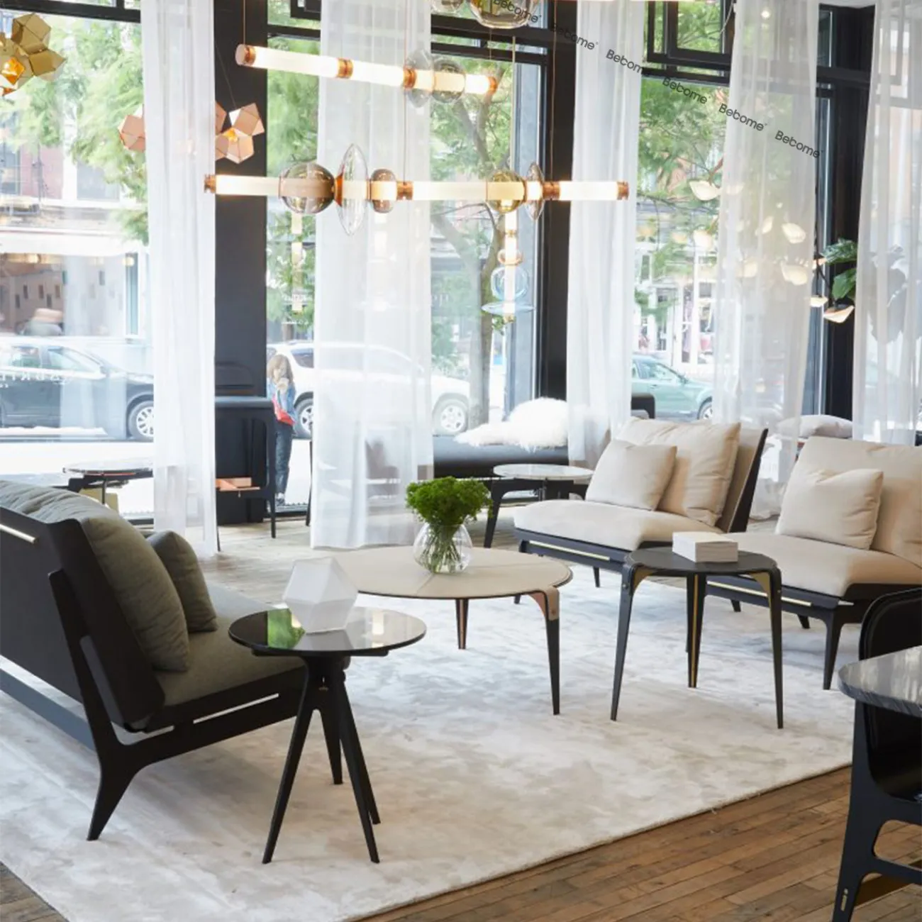 Оригинальный журнальный столик Yanshe с кожаной столешницей JS39017-32