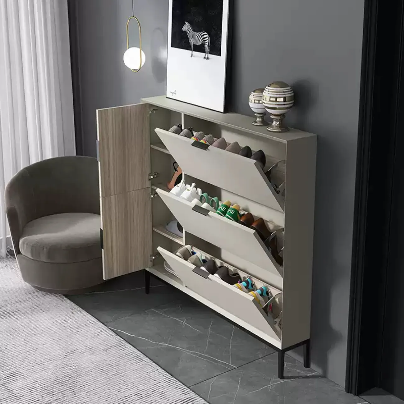 Удобный обувной шкаф Haotai от LaLume  из дерева OS39022-32