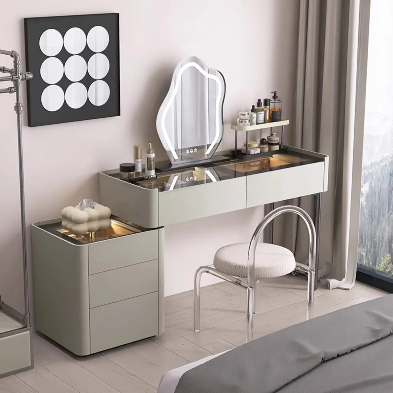 Роскошный туалетный столик Haotai со столешницей из закалённого стекла TS39025-32