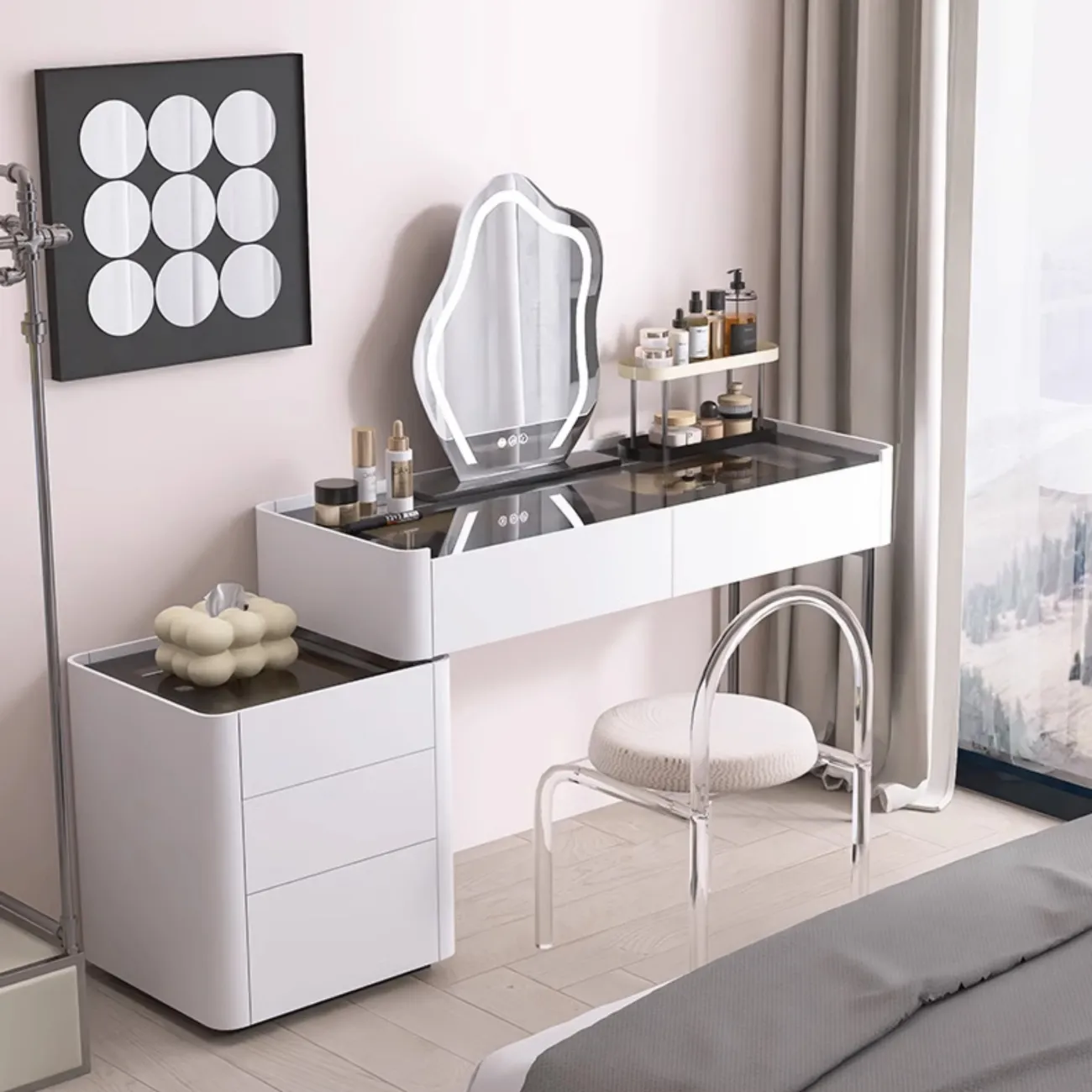 Роскошный туалетный столик Haotai со столешницей из закалённого стекла TS39025-32