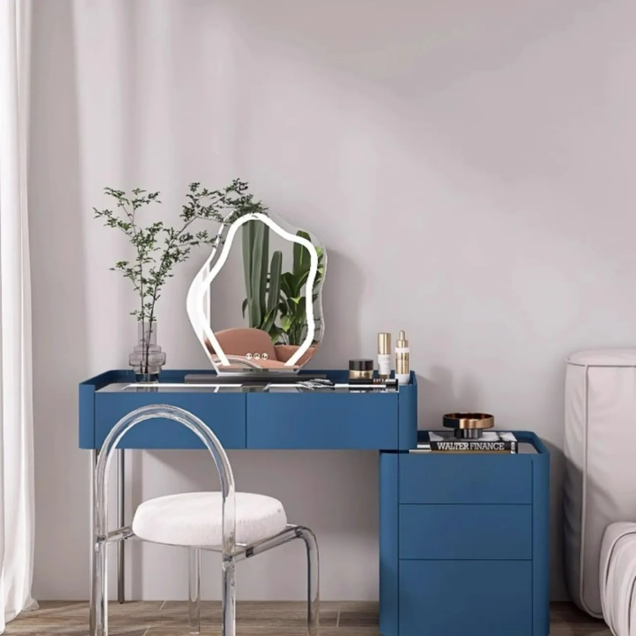 Роскошный туалетный столик Haotai со столешницей из закалённого стекла TS39025-32