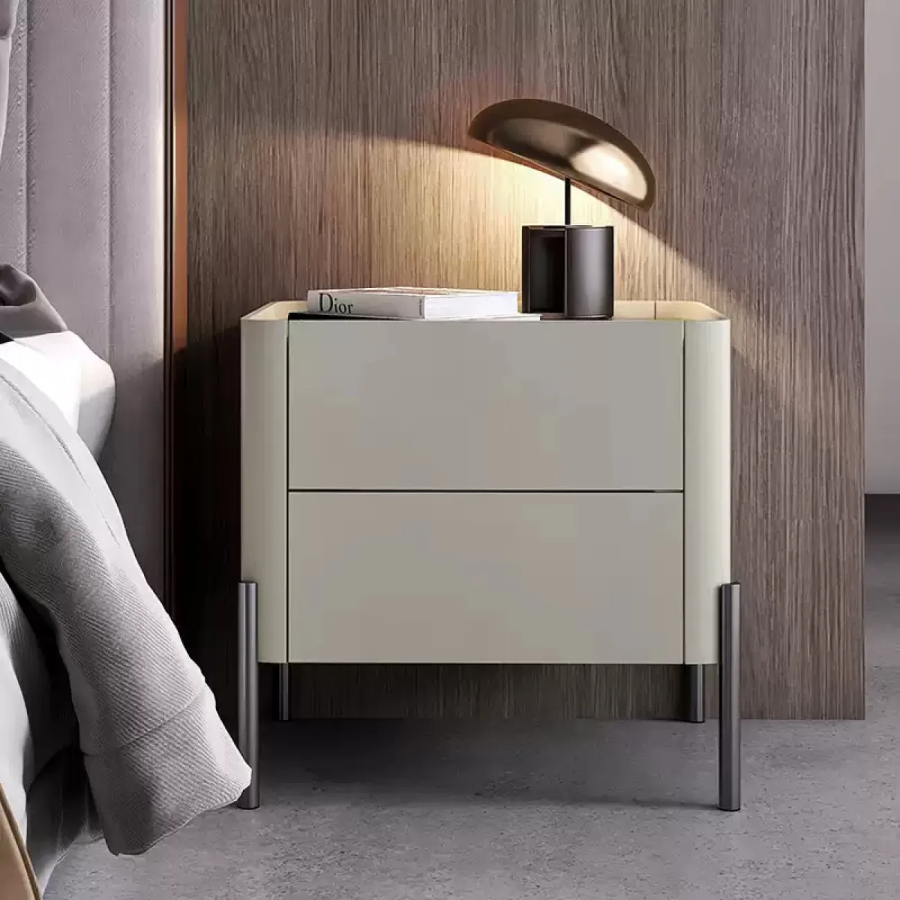 Изящная прикроватная тумба Haotai от LaLume со стеклянной столешницей TB39038-32