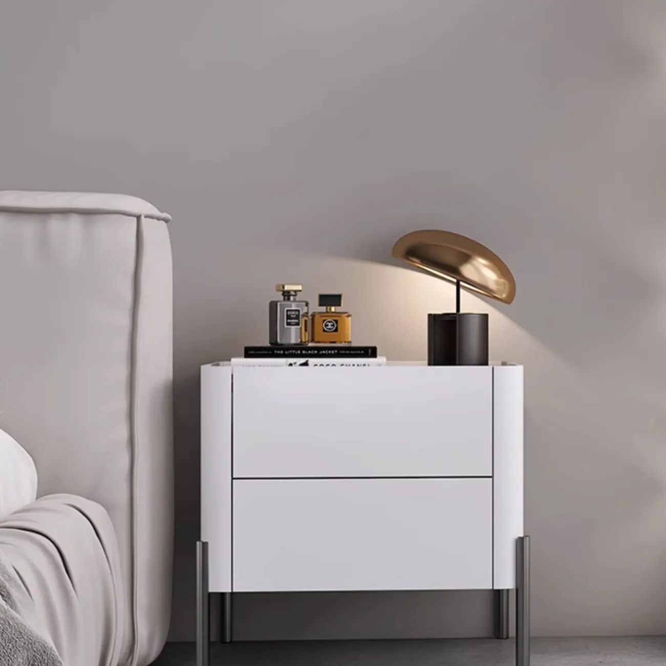 Изящная прикроватная тумба Haotai от LaLume со стеклянной столешницей TB39038-32