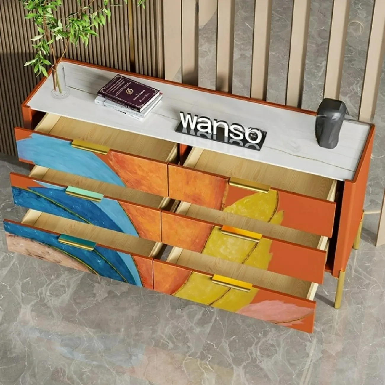 Художественный комод Wanse из дерева KD39039-32