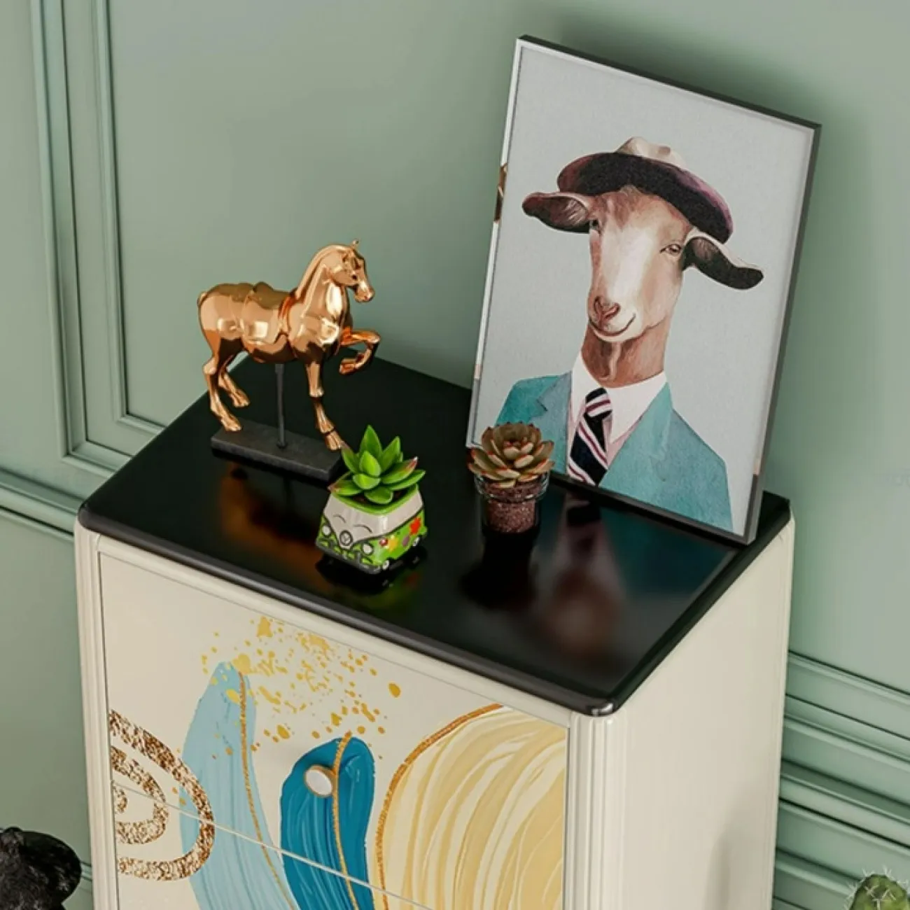 Роскошный комод в стиле ваби-саби Wanse из сосны и мрамора KD39044-32 Роскошный комод в стиле ваби-саби Wanse из сосны и мрамора KD39044-32