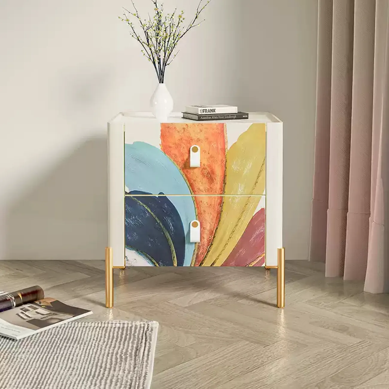 Яркая прикроватная тумбочка Wanse из дерева TB39047-32