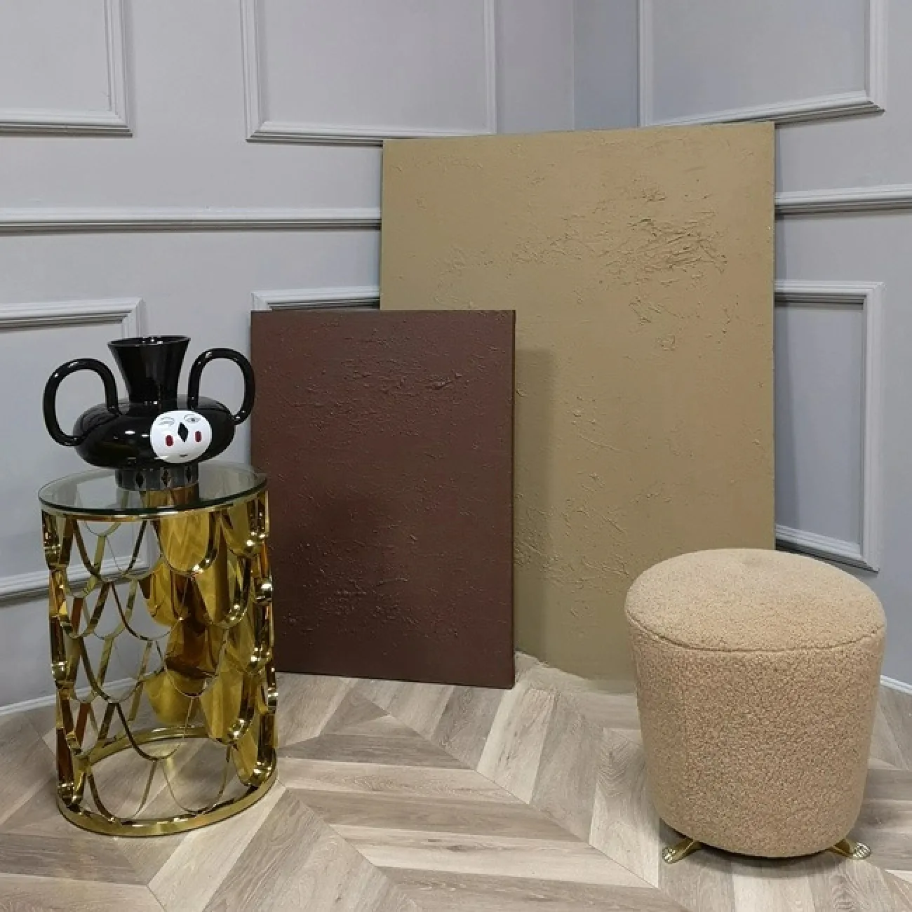 Оригинальный табурет MSFN из латуни и шерсти TB39050-32 Оригинальный табурет MSFN из латуни и шерсти TB39050-32