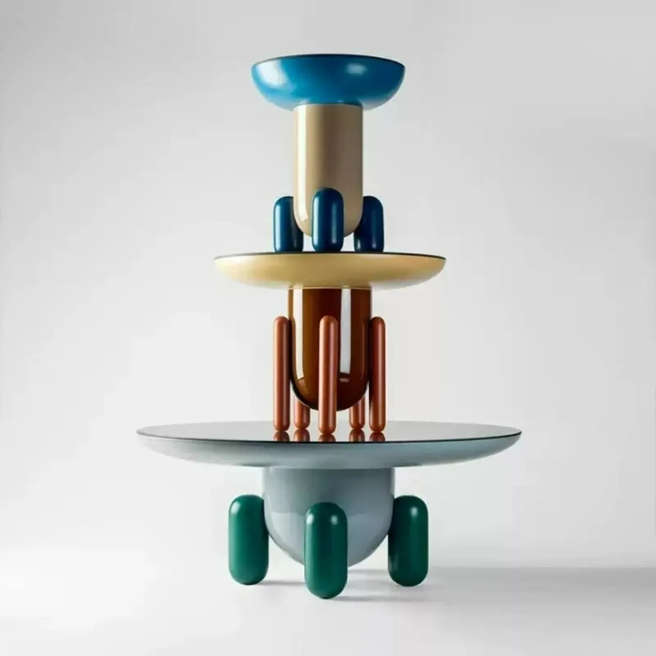 Необычный журнальный столик MSFN из стали и стекла JS39051-32