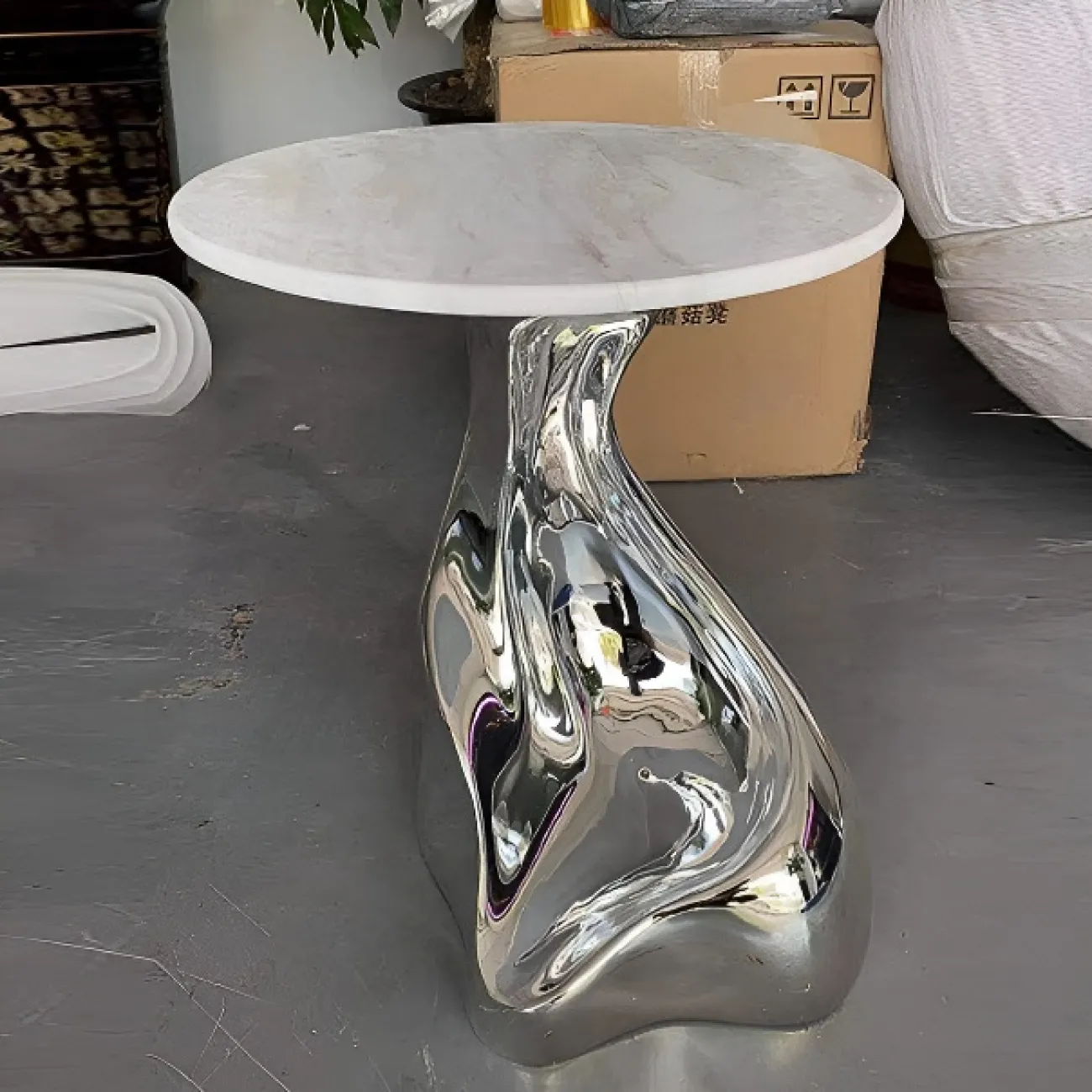 Дизайнерский журнальный столик MSFN со столешницей из дерева и мрамора JS39057-32