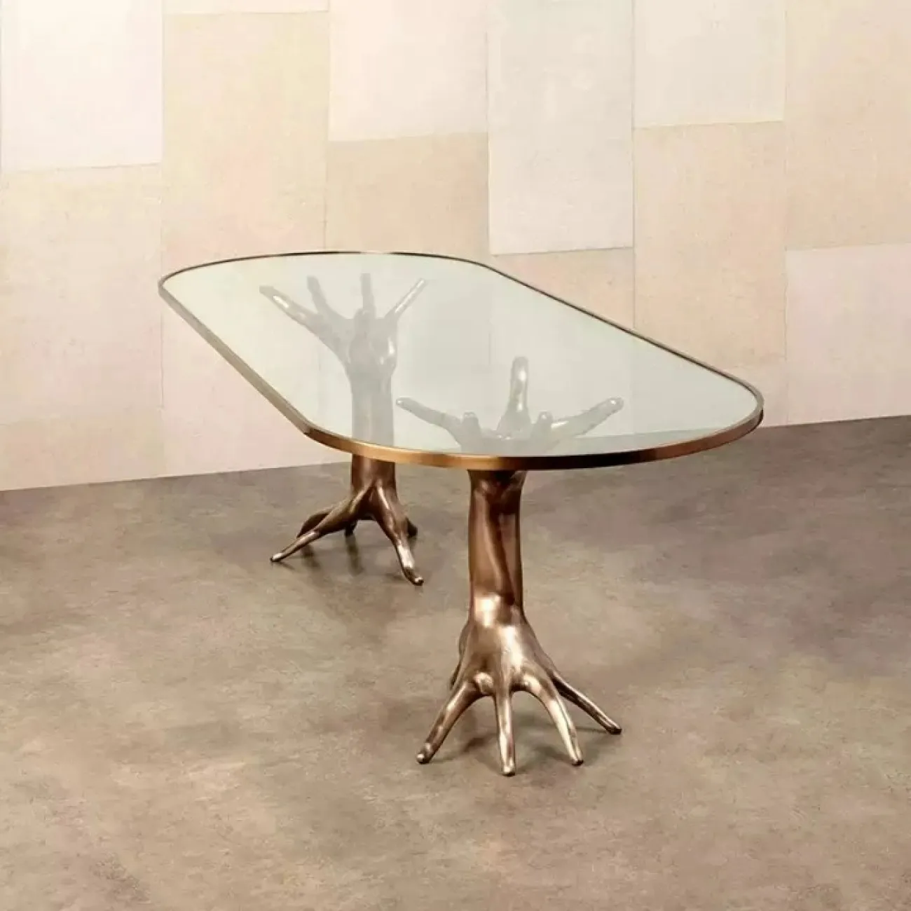 Дизайнерский журнальный столик "Ладонь" от MSFN со столешницей из закалённого стекла JS39063-32