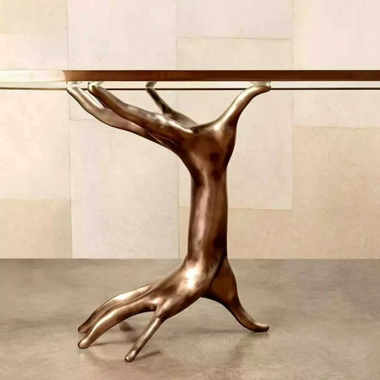 Дизайнерский журнальный столик "Ладонь" от MSFN со столешницей из закалённого стекла JS39063-32