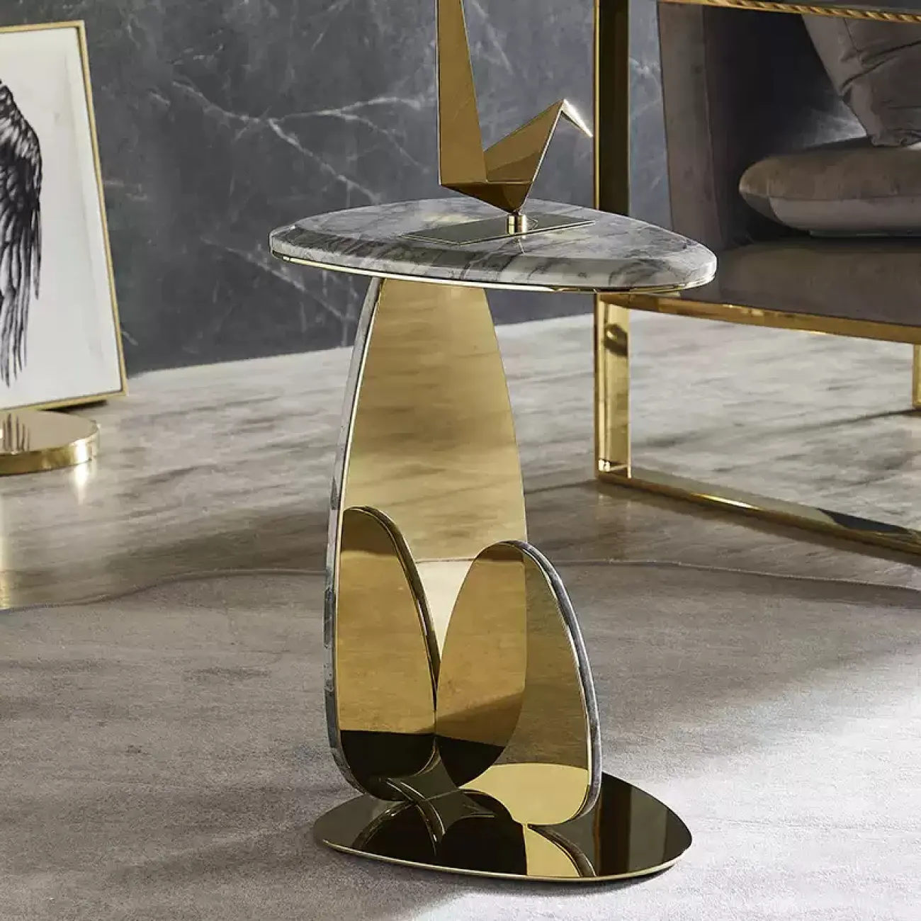 Изящный журнальный столик CJ Originality с мраморной столешницей JS39076-32