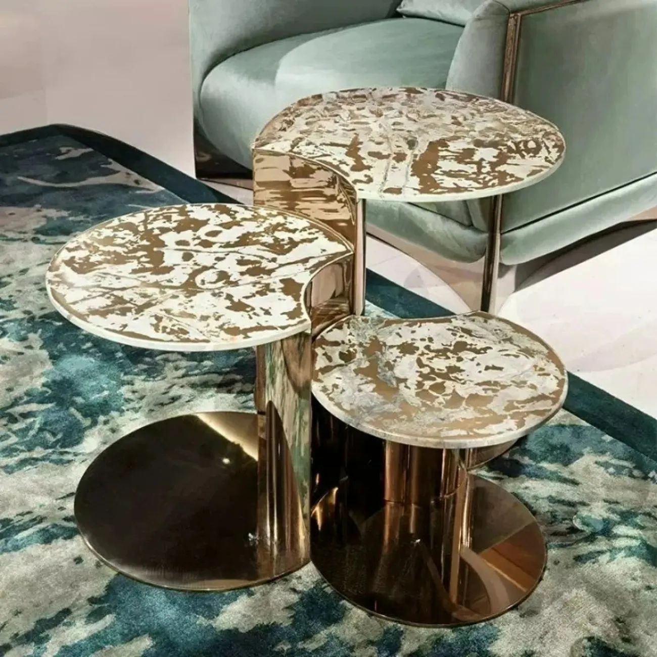 Миниатюрный журнальный столик CJ Originality из стали и имитации мрамора JS39091-32