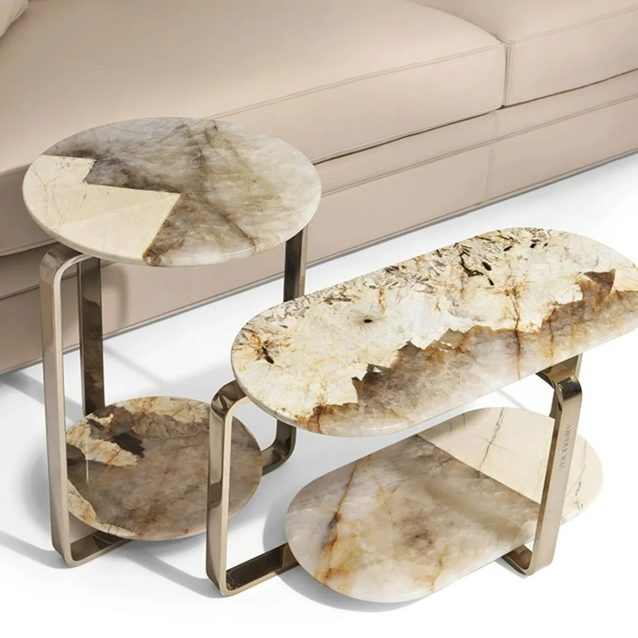 Миниатюрный журнальный столик CJ Originality из стали и мрамора JS39095-32