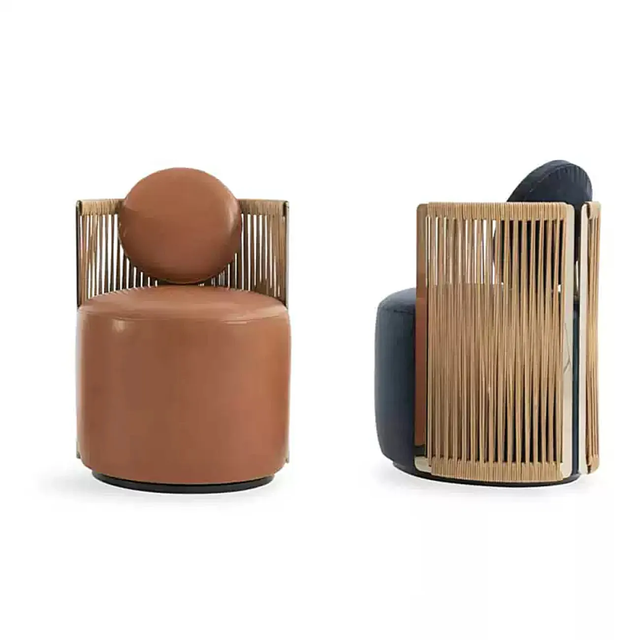 Стильное кресло CJ Originality от LaLume из текстиля с плетением из кожи KR39100-32