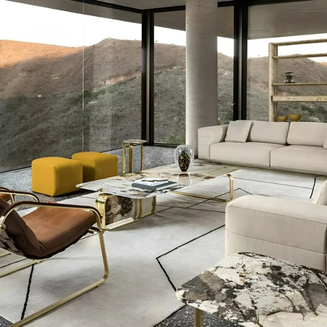 Крутящийся обеденный стол CJ Originality от LaLume со столешницей из мрамора OS39104-32