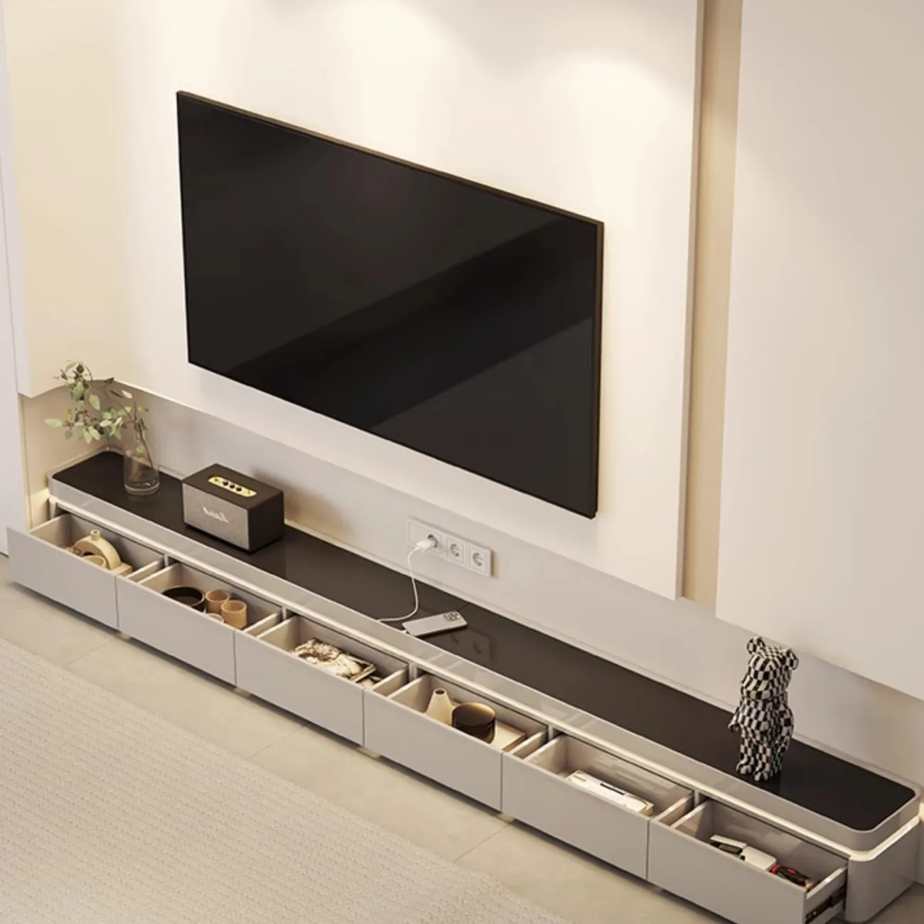 Классическая тумба под телевизор CJ Originality с подсветкой и стеклянной столешницей TB39105-32