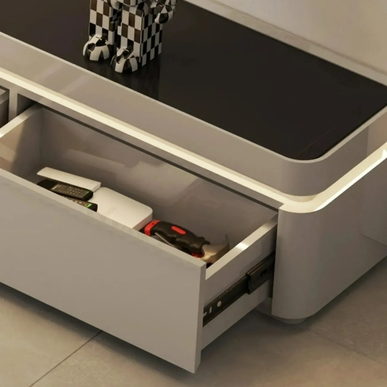 Классическая тумба под телевизор CJ Originality с подсветкой и стеклянной столешницей TB39105-32