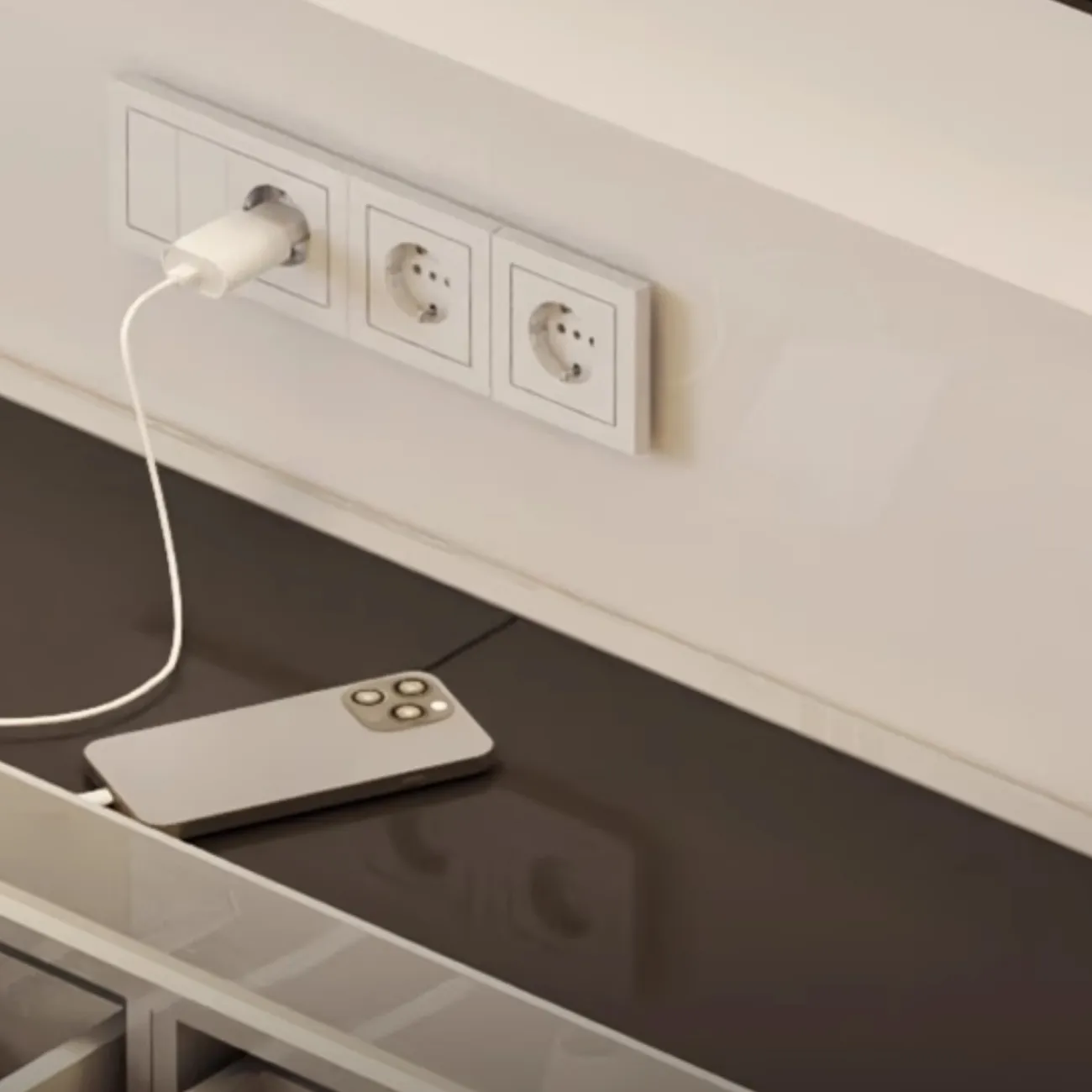 Классическая тумба под телевизор CJ Originality с подсветкой и стеклянной столешницей TB39105-32