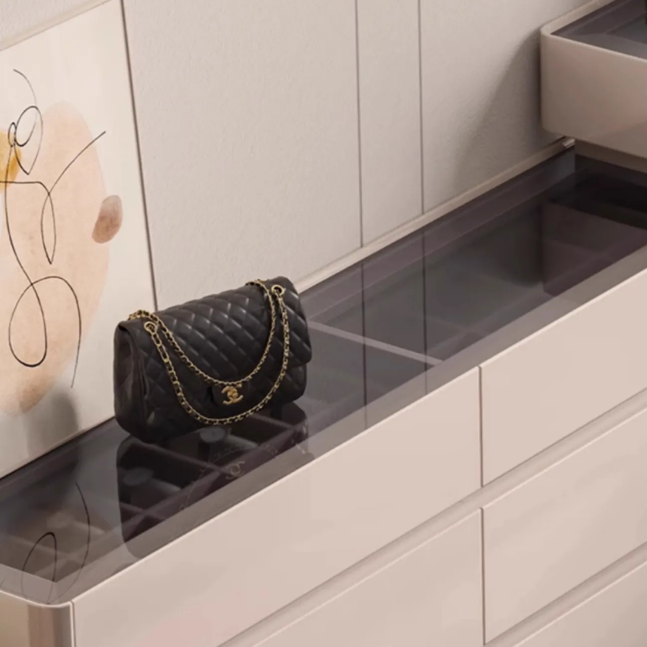 Роскошный туалетный столик Yuhao с подсветкой и стеклянной столешницей TS39109-32 Роскошный туалетный столик Yuhao с подсветкой и стеклянной столешницей TS39109-32