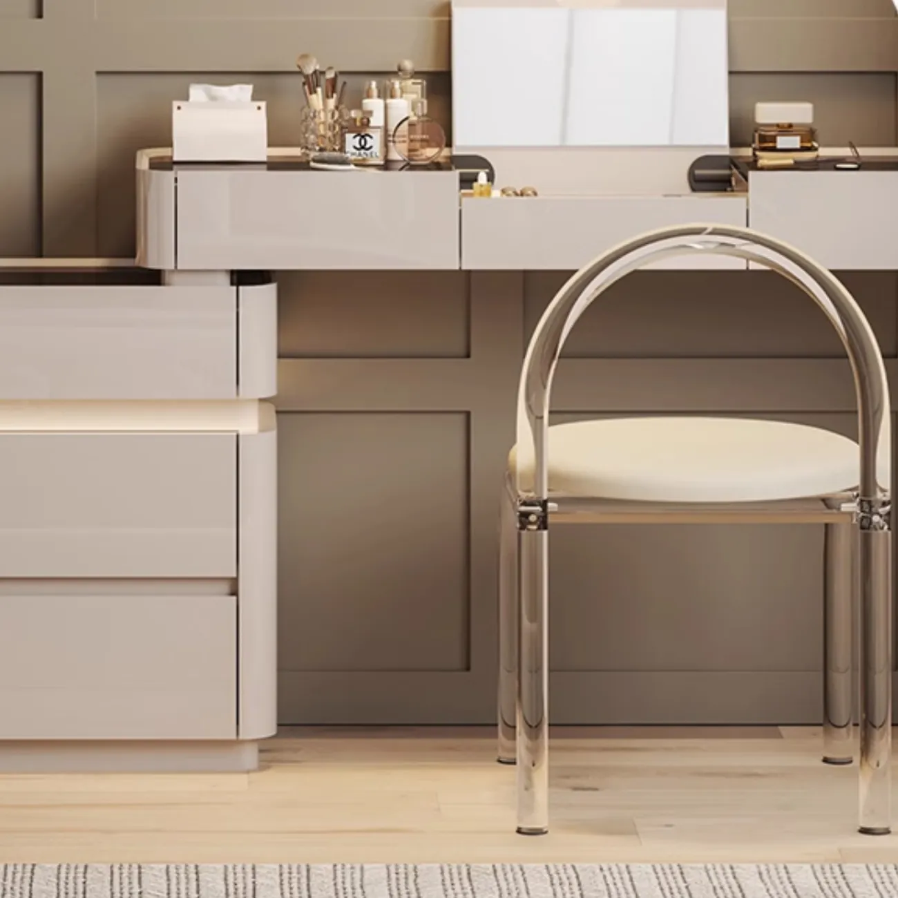 Роскошный туалетный столик Yahao с подсветкой и стеклянной столешницей TS39110-32