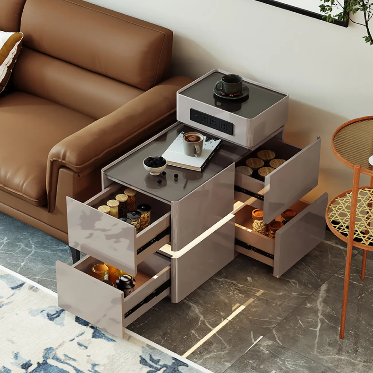 Стильный журнальный столик Yuhao с функциональным блоком JS39112-32