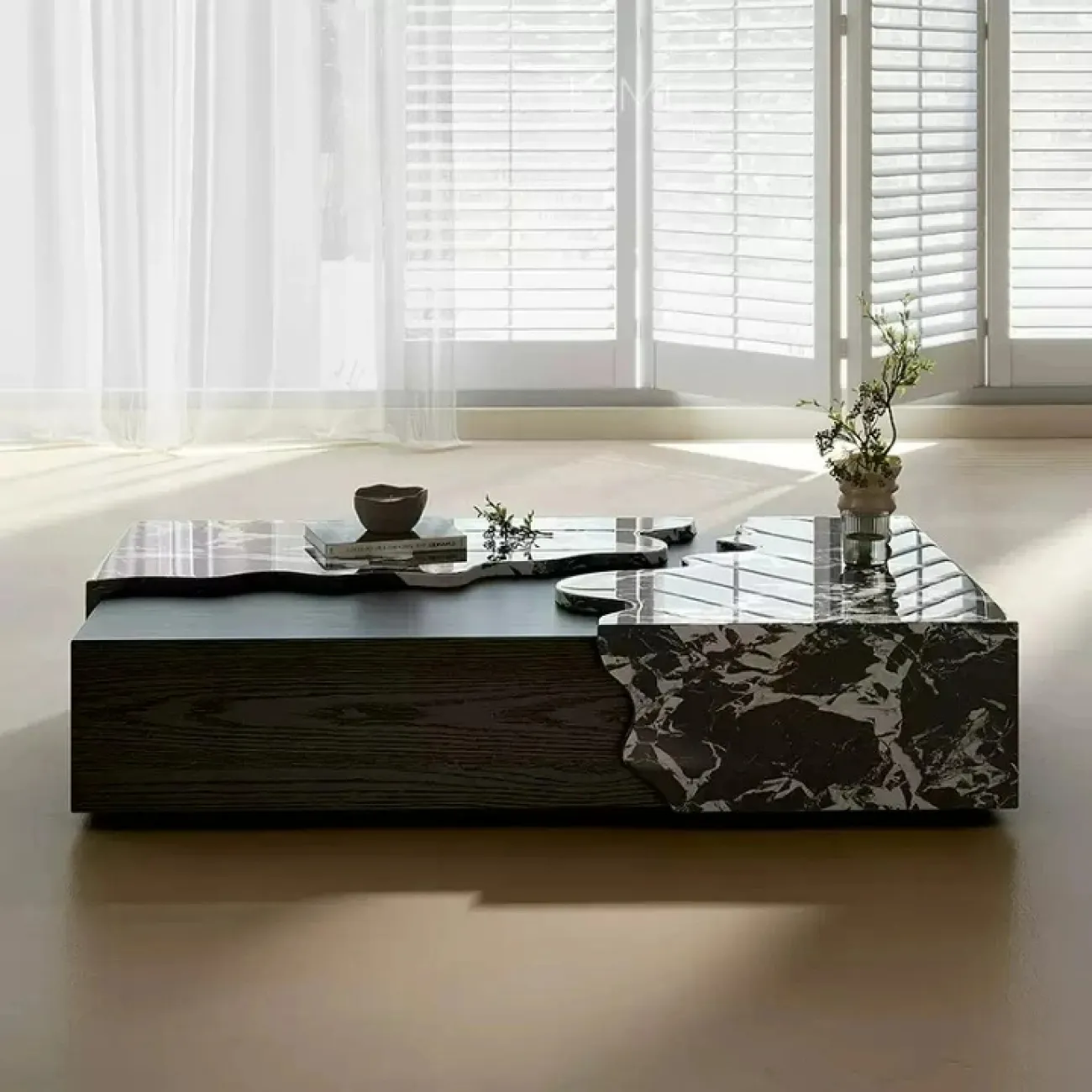 Стильный журнальный столик Yuhao с мраморной столешницей JS39118-32 Стильный журнальный столик Yuhao с мраморной столешницей JS39118-32